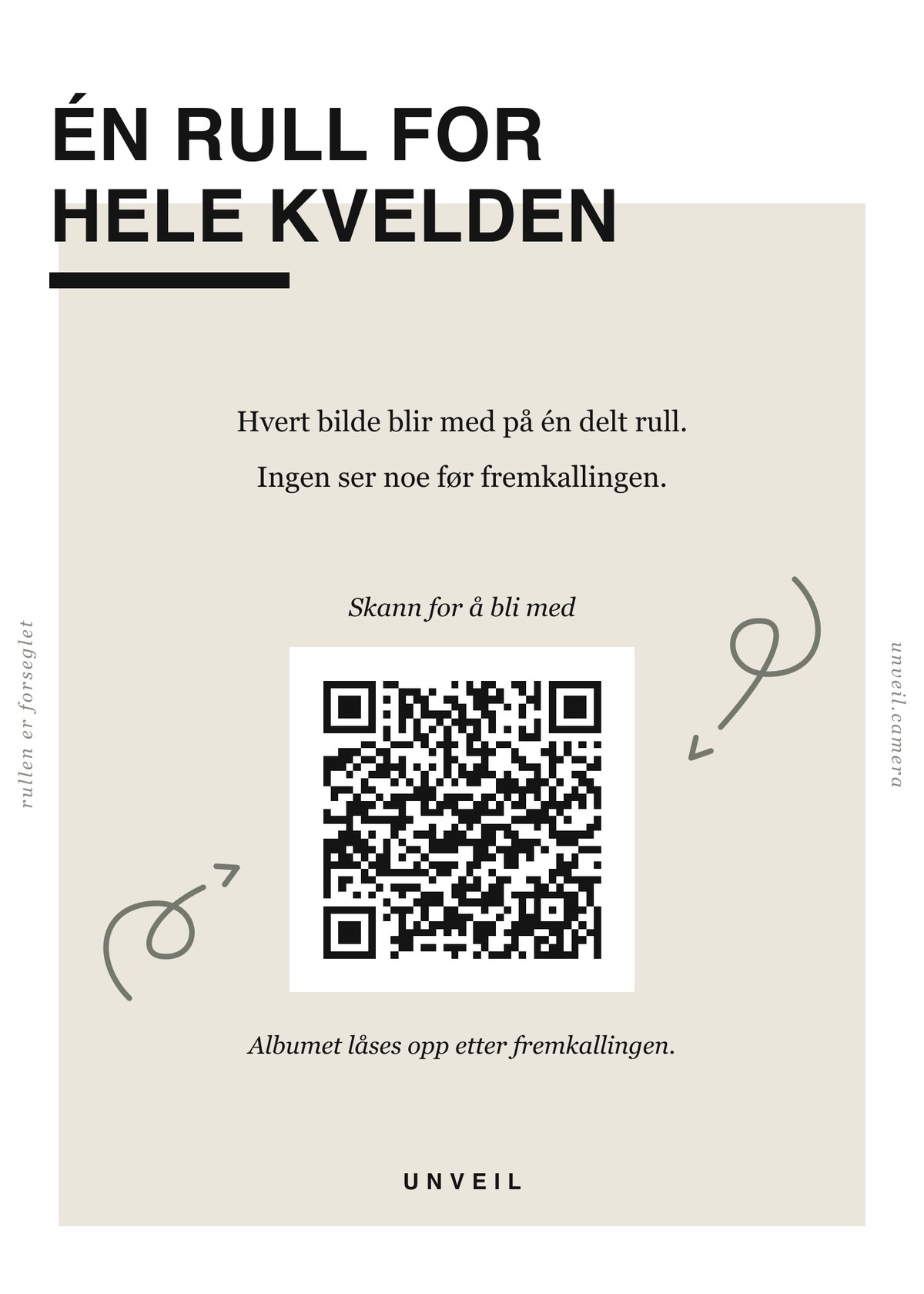 Det ferdige norske bordskiltet med en QR-kode på plass i rammen